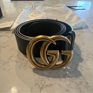 Gucci Wide 1.5” GG Black Belt Size 105